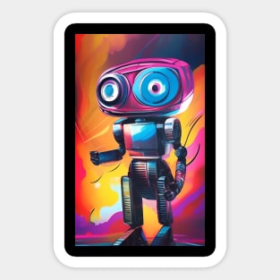 Cute Retro Robot Art - RA334 - Colorful Vintage Robots Sticker